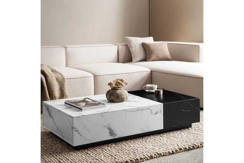 Soffbord Wohnling Marmorblockutseende Rektangulär Tvåfärgad Modern - Möbler - Vardagsrum - Soffbord & vardagsrumsbord - Marmorbord