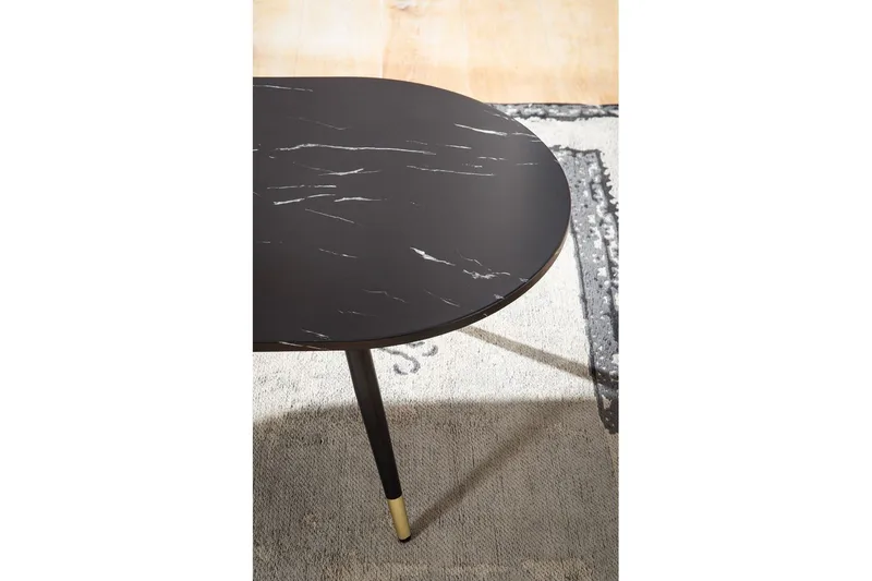 Soffbord Wohnling marmorlook 120 cm, oval modern stil Marmor Svart - Marmor Svart - Möbler - Vardagsrum - Soffbord & vardagsrumsbord - Marmorbord