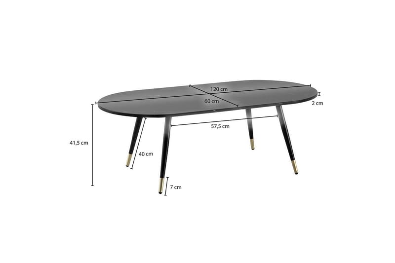 Soffbord Wohnling marmorlook 120 cm, oval modern stil Marmor Svart - Marmor Svart - Möbler - Vardagsrum - Soffbord & vardagsrumsbord - Marmorbord