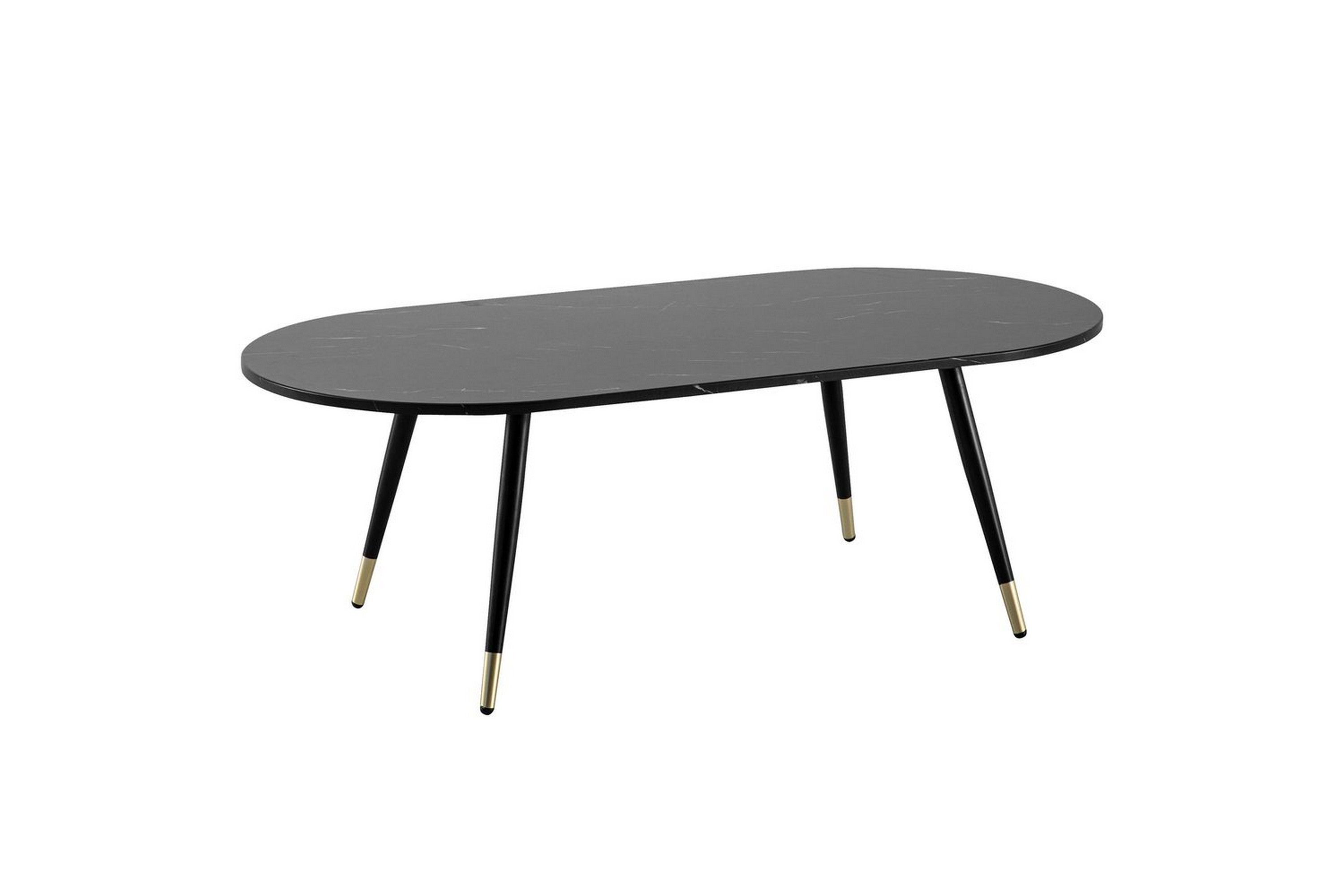 soffbord wohnling marmorlook 120 cm, oval modern stil marmor svart - marmor svart