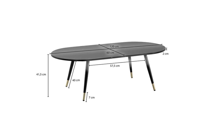 Soffbord Wohnling marmorlook 120 cm, oval modern stil Marmor Svart - Marmor Svart - Möbler - Vardagsrum - Soffbord & vardagsrumsbord - Soffbord