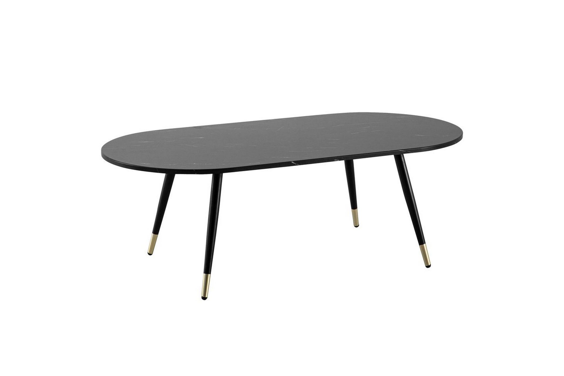 soffbord wohnling marmorlook 120 cm, oval modern stil marmor svart - marmor svart
