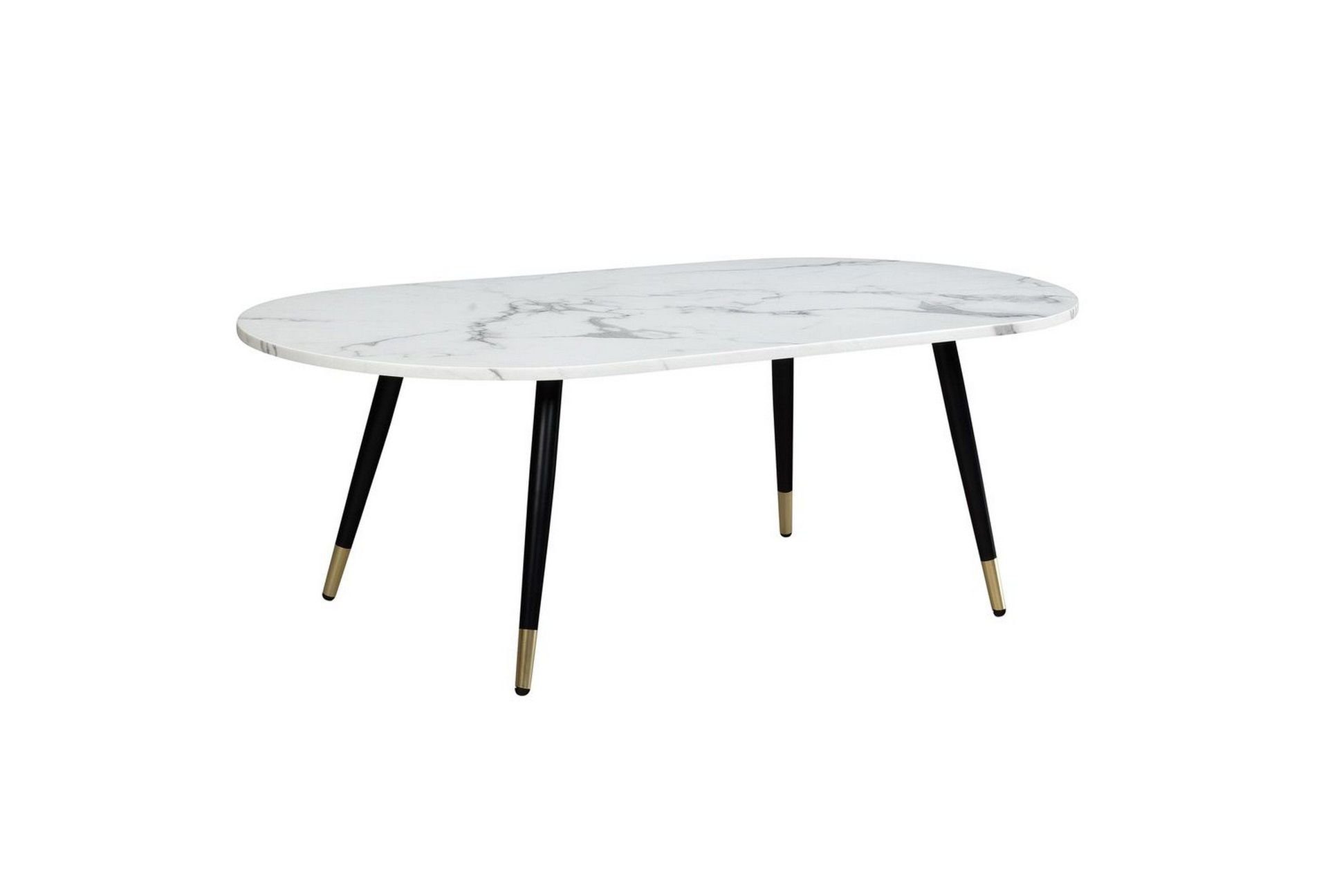 soffbord wohnling marmorlook 120 cm, oval modern stil marmor vit - marmor vit
