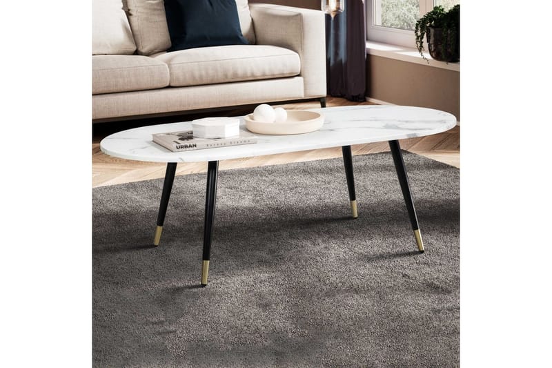 Soffbord Wohnling marmorlook 120 cm, oval modern stil Marmor Vit - Marmor Vit - Möbler - Vardagsrum - Soffbord & vardagsrumsbord - Soffbord