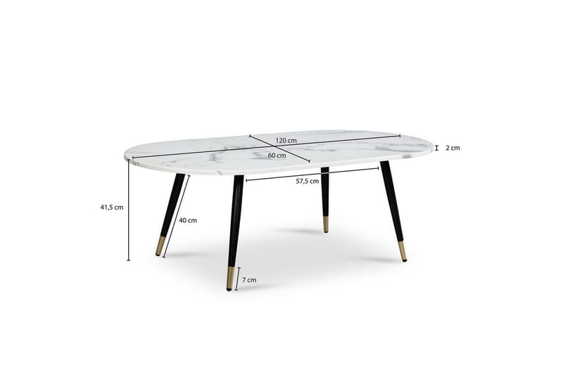 Soffbord Wohnling marmorlook 120 cm, oval modern stil Marmor Vit - Marmor Vit - Möbler - Vardagsrum - Soffbord & vardagsrumsbord - Soffbord