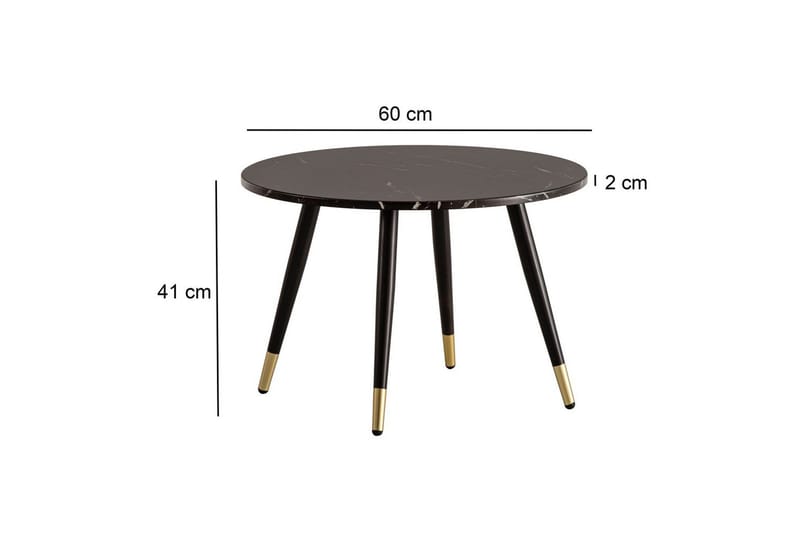 Soffbord Wohnling marmorlook 60 cm rund, modern stil Marmor Svart - Marmor Svart - Möbler - Vardagsrum - Soffbord & vardagsrumsbord - Marmorbord