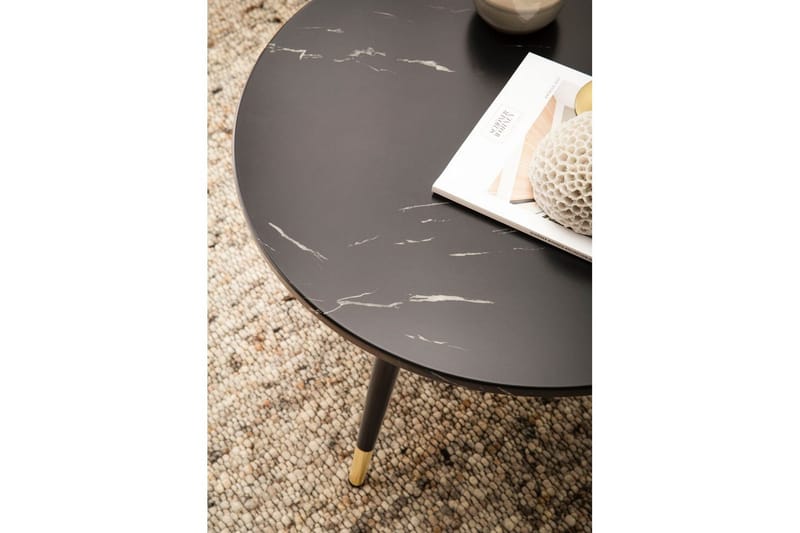 Soffbord Wohnling marmorlook 60 cm rund, modern stil Marmor Svart - Marmor Svart - Möbler - Vardagsrum - Soffbord & vardagsrumsbord - Marmorbord