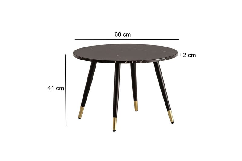 Soffbord Wohnling marmorlook 60 cm rund, modern stil Marmor Svart - Marmor Svart - Möbler - Vardagsrum - Soffbord & vardagsrumsbord - Soffbord