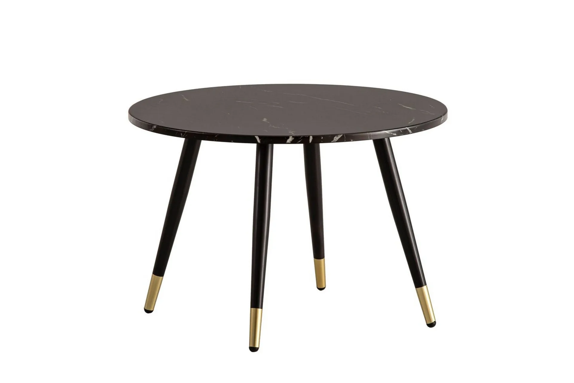 soffbord wohnling marmorlook 60 cm rund, modern stil marmor svart - marmor svart