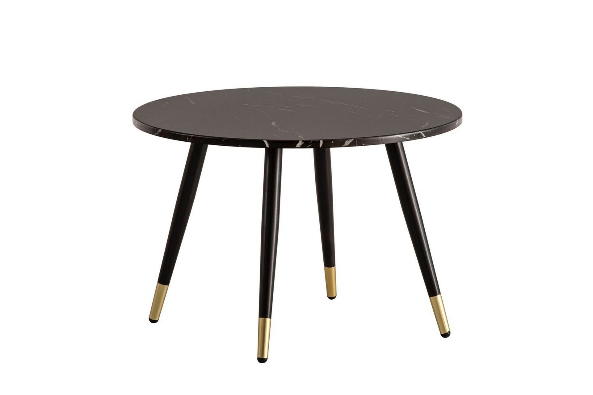 soffbord wohnling marmorlook 60 cm rund, modern stil marmor svart - marmor svart