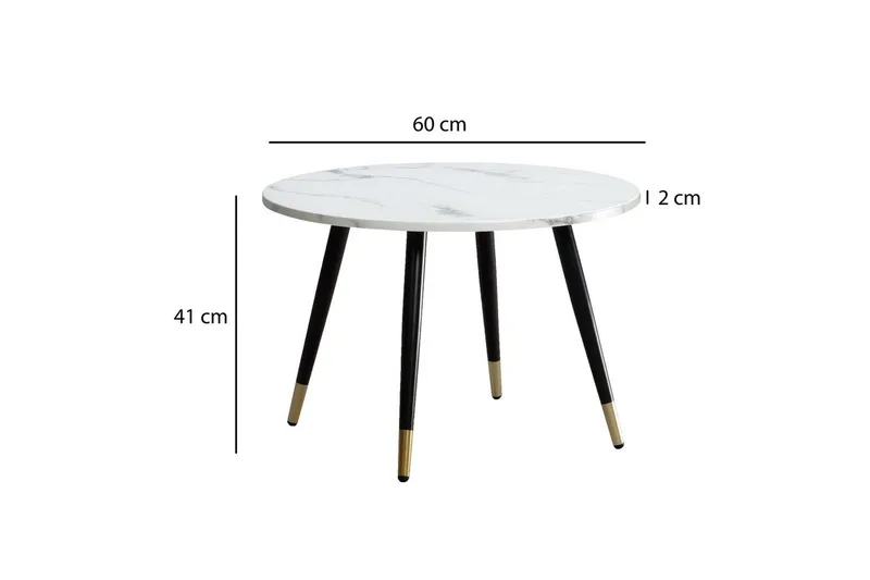 Soffbord Wohnling marmorlook 60 cm rund, modern stil Marmor Vit - Marmor Vit - Möbler - Vardagsrum - Soffbord & vardagsrumsbord - Marmorbord