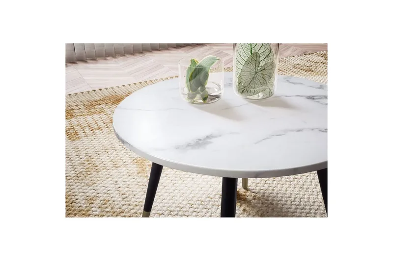 Soffbord Wohnling marmorlook 60 cm rund, modern stil Marmor Vit - Marmor Vit - Möbler - Vardagsrum - Soffbord & vardagsrumsbord - Soffbord