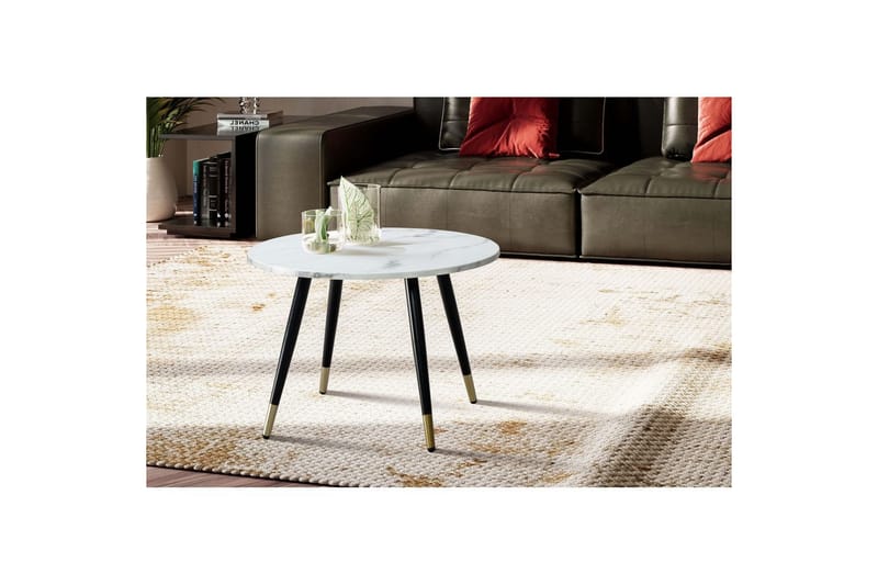 Soffbord Wohnling marmorlook 60 cm rund, modern stil Marmor Vit - Marmor Vit - Möbler - Vardagsrum - Soffbord & vardagsrumsbord - Soffbord