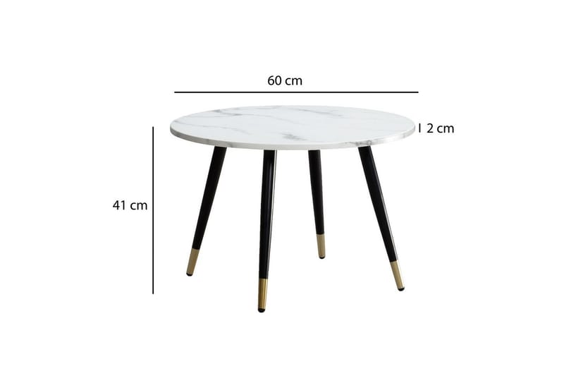 Soffbord Wohnling marmorlook 60 cm rund, modern stil Marmor Vit - Marmor Vit - Möbler - Vardagsrum - Soffbord & vardagsrumsbord - Soffbord