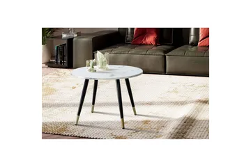 Soffbord Wohnling marmorlook 60 cm rund, modern stil Marmor Vit - Marmor Vit - Möbler - Vardagsrum - Soffbord & vardagsrumsbord - Soffbord