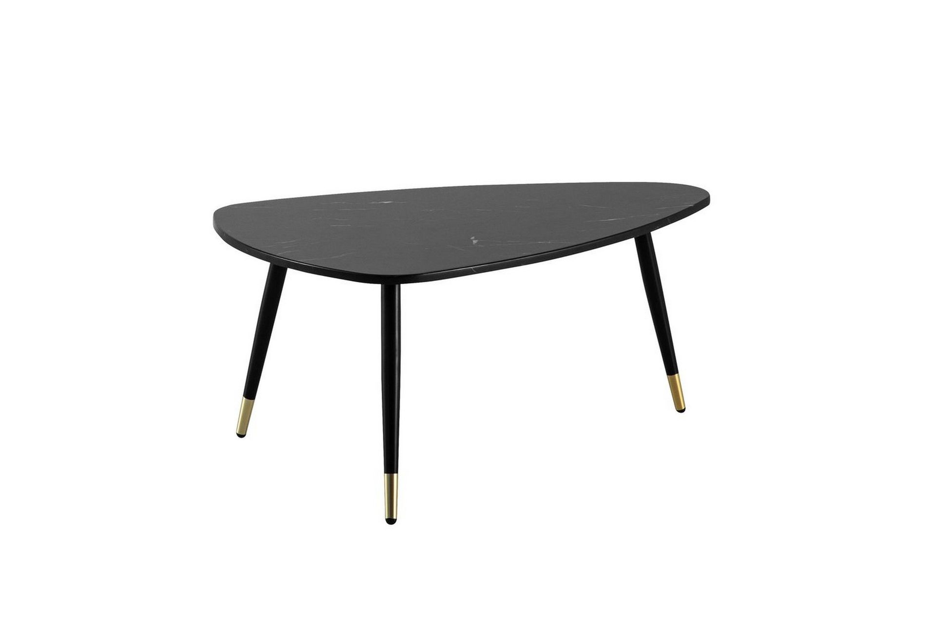 soffbord wohnling marmorutseende 90 cm, triangulär modern stil marmor svart - marmor svart