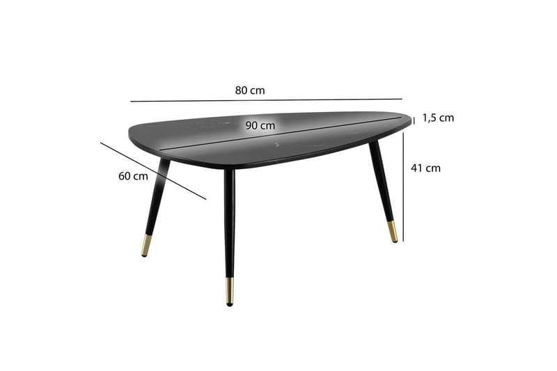 Soffbord Wohnling marmorutseende 90 cm, triangulär modern stil Marmor Svart - Marmor Svart - Möbler - Vardagsrum - Soffbord & vardagsrumsbord - Marmorbord
