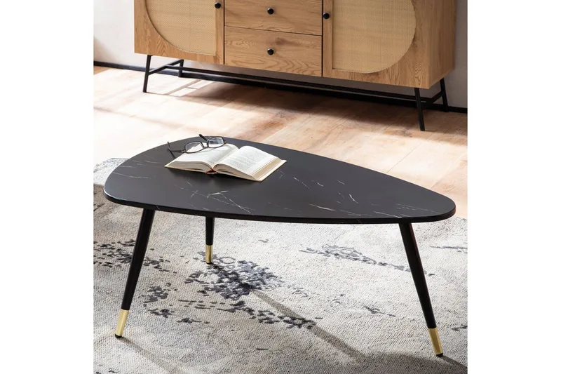 Soffbord Wohnling marmorutseende 90 cm, triangulär modern stil Marmor Svart - Marmor Svart - Möbler - Vardagsrum - Soffbord & vardagsrumsbord - Marmorbord