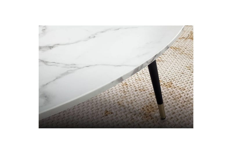 Soffbord Wohnling marmorutseende 90 cm, triangulär modern stil Marmor Vit - Marmor Vit - Möbler - Vardagsrum - Soffbord & vardagsrumsbord - Marmorbord