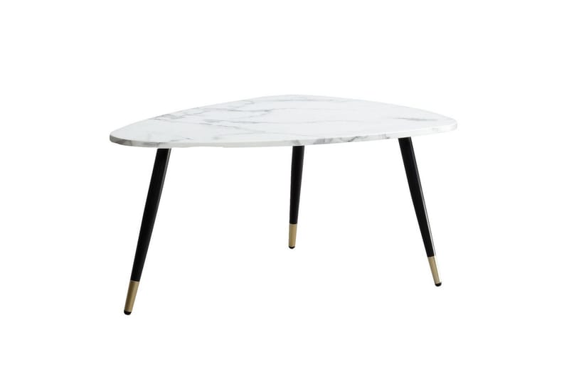 Soffbord Wohnling marmorutseende 90 cm, triangulär modern stil Marmor Vit - Marmor Vit - Möbler - Vardagsrum - Soffbord & vardagsrumsbord - Soffbord