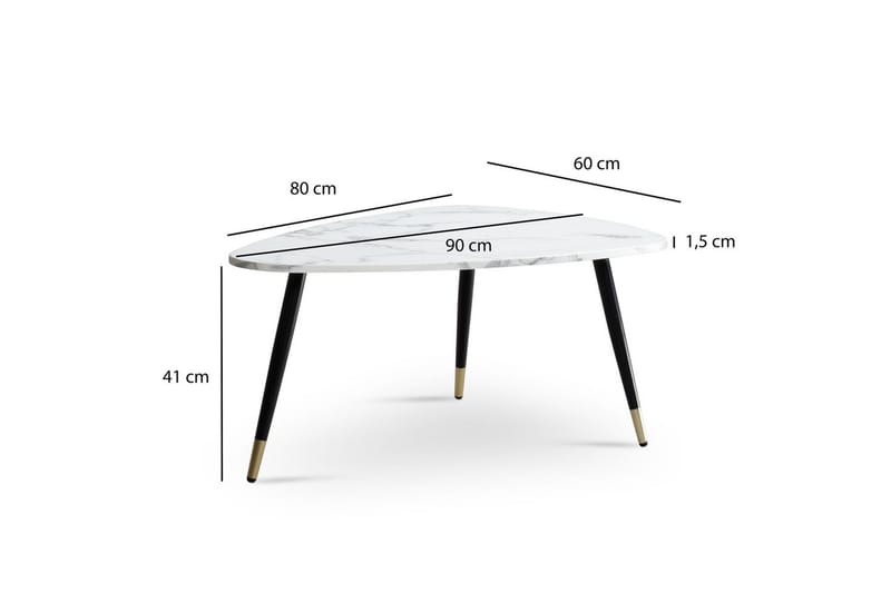 Soffbord Wohnling marmorutseende 90 cm, triangulär modern stil Marmor Vit - Marmor Vit - Möbler - Vardagsrum - Soffbord & vardagsrumsbord - Soffbord