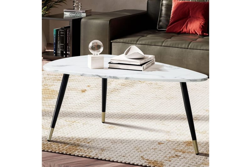 Soffbord Wohnling marmorutseende 90 cm, triangulär modern stil Marmor Vit - Marmor Vit - Möbler - Vardagsrum - Soffbord & vardagsrumsbord - Marmorbord