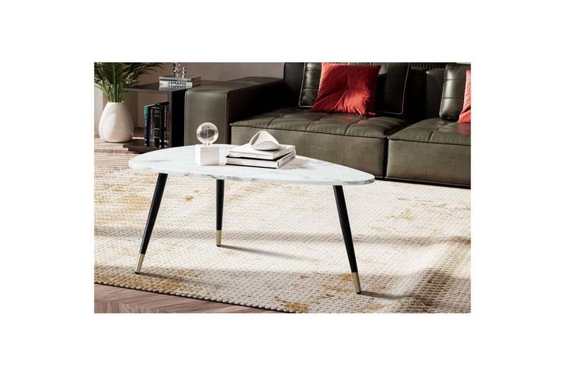 Soffbord Wohnling marmorutseende 90 cm, triangulär modern stil Marmor Vit - Marmor Vit - Möbler - Vardagsrum - Soffbord & vardagsrumsbord - Marmorbord