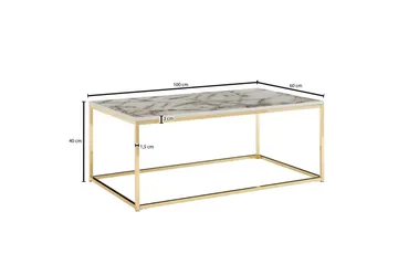 Soffbord Wohnling marmorutseende, rektangulär elegant, modern stil Guld, Marmorvit - Guld, Marmorvit - Möbler - Vardagsrum - Soffbord & vardagsrumsbord - Soffbord