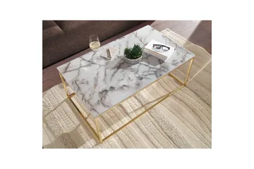 Soffbord Wohnling marmorutseende, rektangulär elegant, modern stil Guld, Marmorvit - Guld, Marmorvit - Möbler - Vardagsrum - Soffbord & vardagsrumsbord - Soffbord