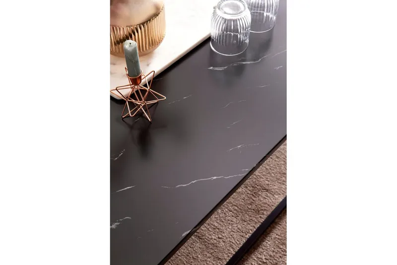 Soffbord Wohnling marmorutseende, rektangulär elegant, modern stil Svart, marmor svart - Svart, marmor svart - Möbler - Vardagsrum - Soffbord & vardagsrumsbord - Soffbord