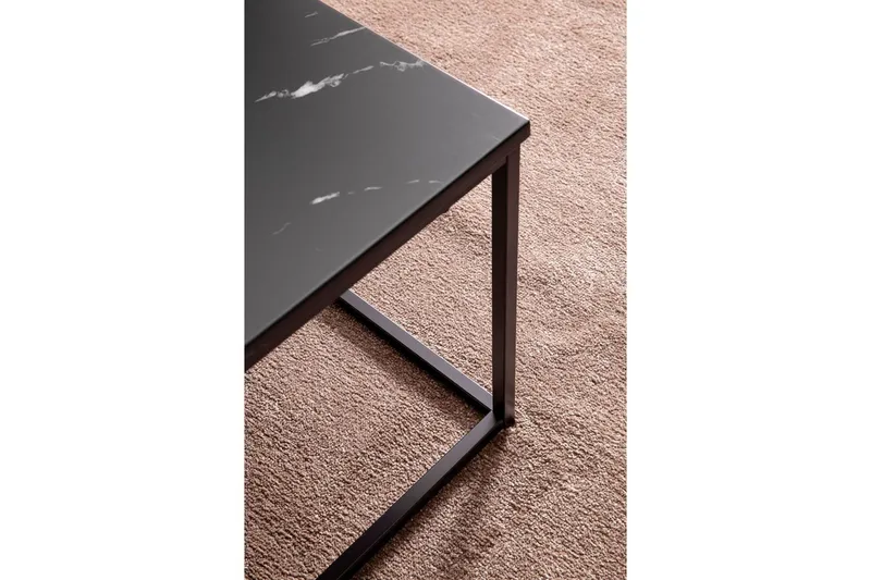 Soffbord Wohnling marmorutseende, rektangulär elegant, modern stil Svart, marmor svart - Svart, marmor svart - Möbler - Vardagsrum - Soffbord & vardagsrumsbord - Soffbord