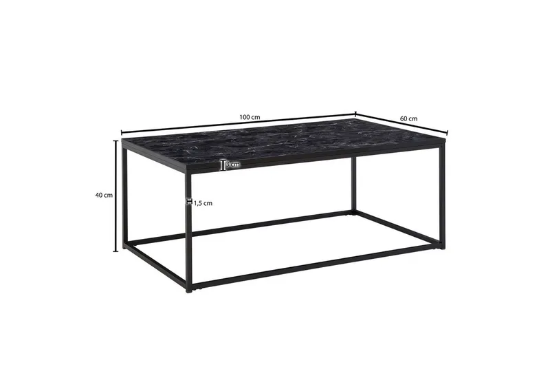 Soffbord Wohnling marmorutseende, rektangulär elegant, modern stil Svart, marmor svart - Svart, marmor svart - Möbler - Vardagsrum - Soffbord & vardagsrumsbord - Soffbord