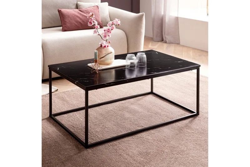 Soffbord Wohnling marmorutseende, rektangulär elegant, modern stil Svart, marmor svart - Svart, marmor svart - Möbler - Vardagsrum - Soffbord & vardagsrumsbord - Soffbord