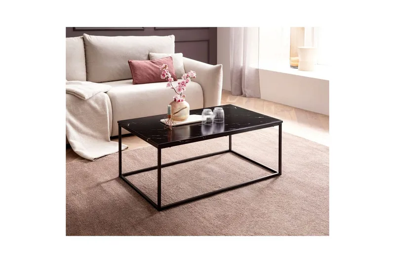 Soffbord Wohnling marmorutseende, rektangulär elegant, modern stil Svart, marmor svart - Svart, marmor svart - Möbler - Vardagsrum - Soffbord & vardagsrumsbord - Soffbord