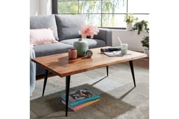 Soffbord Wohnling Massiv träkantskurva med nålformade metallben, lantlig stil - Möbler - Vardagsrum - Soffbord & vardagsrumsbord - Soffbord