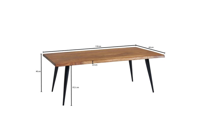 Soffbord Wohnling Massiv träkantskurva med nålformade metallben, lantlig stil - Möbler - Vardagsrum - Soffbord & vardagsrumsbord - Soffbord