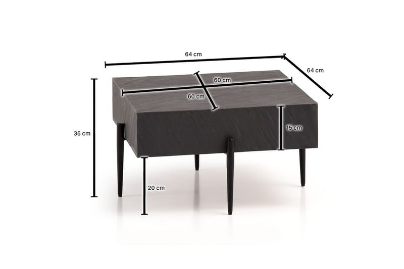 Soffbord Wohnling Massivt fyrkantigt trä i modern stenlook, modern - Möbler - Vardagsrum - Soffbord & vardagsrumsbord - Soffbord