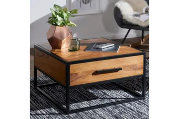 Soffbord Wohnling Massivt sheeshamträ 1 låda med pulverlackerad metallram Industriell - Möbler - Vardagsrum - Soffbord & vardagsrumsbord - Soffbord