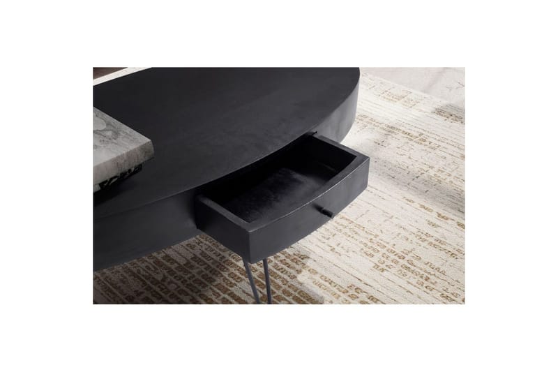 Soffbord Wohnling Massivt trä 100 cm oval med låda lantligt stil - Möbler - Vardagsrum - Soffbord & vardagsrumsbord - Soffbord