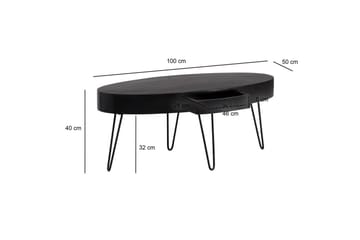 Soffbord Wohnling Massivt trä 100 cm oval med låda lantligt stil - Möbler - Vardagsrum - Soffbord & vardagsrumsbord - Soffbord