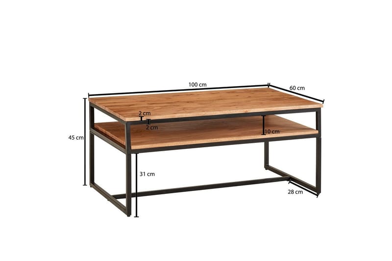 Soffbord Wohnling Massivt trä 100 cm rektangulär med bricka modern - Möbler - Vardagsrum - Soffbord & vardagsrumsbord - Soffbord