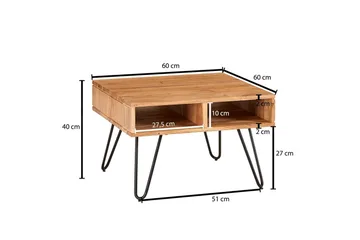 Soffbord Wohnling Massivt trä 60 cm fyrkantig med 4 förvaringsbrickor lantligt - Möbler - Vardagsrum - Soffbord & vardagsrumsbord - Soffbord