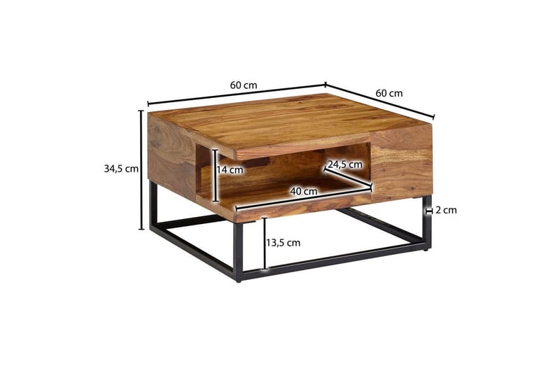 Soffbord Wohnling Massivt trä 60 cm fyrkantig med bricka lantligt - Möbler - Vardagsrum - Soffbord & vardagsrumsbord - Soffbord