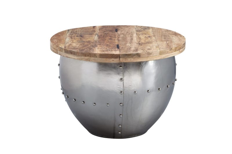 Soffbord Wohnling Massivt trä 60 cm Industriell nitad förvaringsutrymme - Möbler - Vardagsrum - Soffbord & vardagsrumsbord - Soffbord