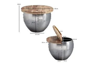 Soffbord Wohnling Massivt trä 60 cm Industriell nitad förvaringsutrymme - Möbler - Vardagsrum - Soffbord & vardagsrumsbord - Soffbord