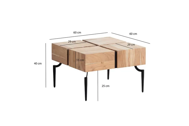 Soffbord Wohnling massivt trä 60 cm kub, fyrkantig, modern stil ljusbrun - ljusbrun - Möbler - Vardagsrum - Soffbord & vardagsrumsbord - Soffbord