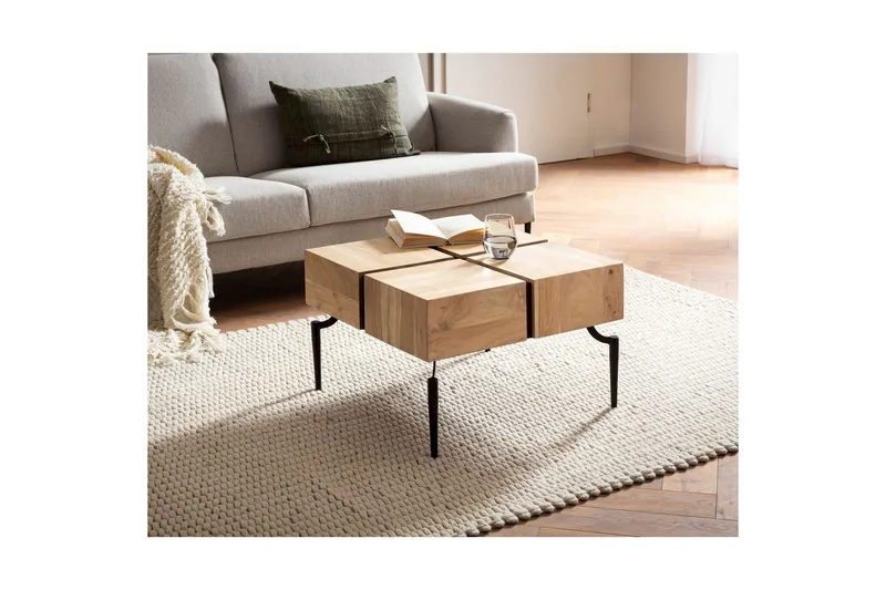 Soffbord Wohnling massivt trä 60 cm kub, fyrkantig, modern stil ljusbrun - ljusbrun - Möbler - Vardagsrum - Soffbord & vardagsrumsbord - Soffbord