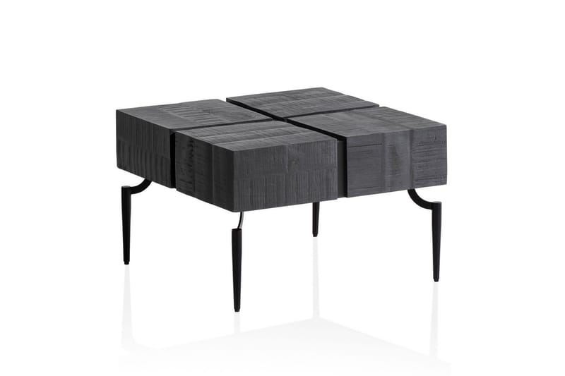 Soffbord Wohnling massivt trä 60 cm kub, fyrkantig, modern stil Svart - Svart - Möbler - Vardagsrum - Soffbord & vardagsrumsbord - Soffbord