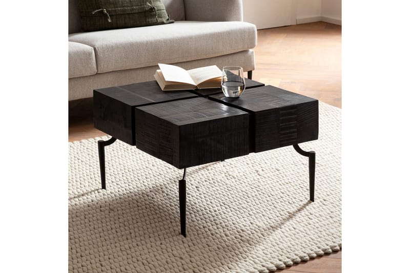 Soffbord Wohnling massivt trä 60 cm kub, fyrkantig, modern stil Svart - Svart - Möbler - Vardagsrum - Soffbord & vardagsrumsbord - Soffbord