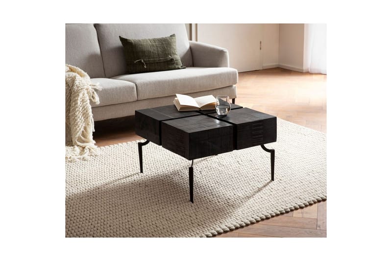 Soffbord Wohnling massivt trä 60 cm kub, fyrkantig, modern stil Svart - Svart - Möbler - Vardagsrum - Soffbord & vardagsrumsbord - Soffbord